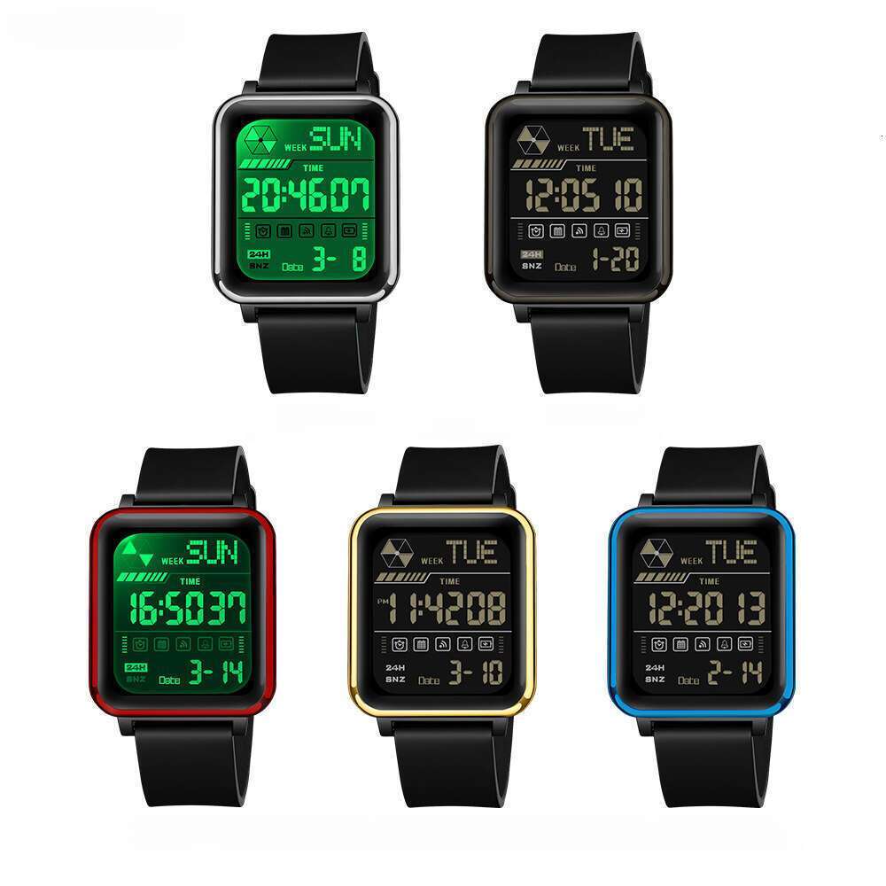DHwatches Sanda Electronic Multi-Function Square Digital Silicone Luminous Waterproof Unisex Watch