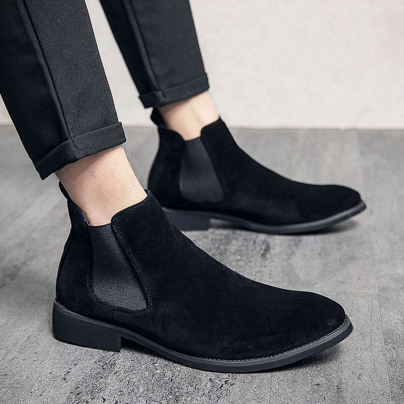 Large size short suede Chelsea boots 2023 autumn/winter British pointed casual frosted leather high top men's shoes