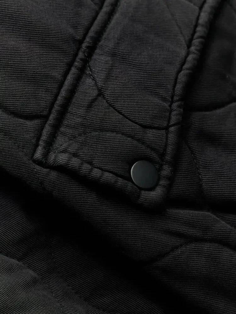 winter jacket women Women's Quilted Loose Fit Bomber Jacket Crew-Neck Long Sleeve Zip-Up Coat with Flap Pockets Warm Outerwear for Fall Winter