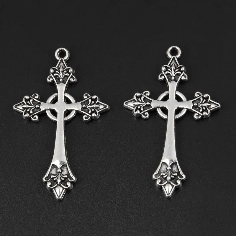 15 silver 43x26mm Jesus Cross Charm Religious Belief Pendants Suitable for DIY Jewelry Making Handmade Accessories 250325