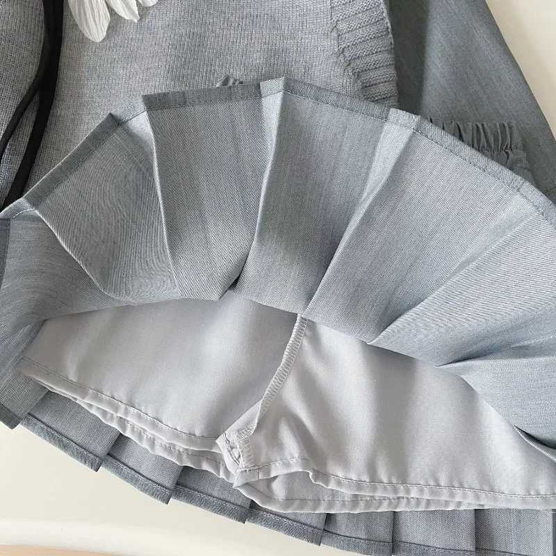 3Pcs Girls Clothing Sets Autumn Spring Knitted Sweater VestShirtsPleated Skirt Fashion Korean Children Princess Suits 2-7Yrs Y251105