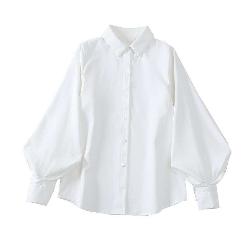 Women's Shirt With Unique Design, Spring New Korean Style, Loose Fit, Slimming Lantern Sleeve, Layered Elegant Top B5