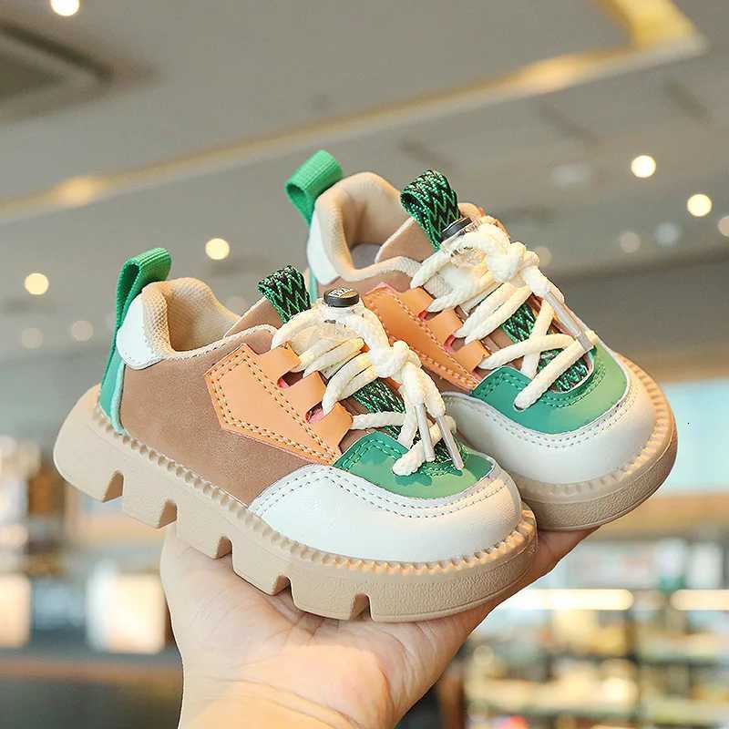 Spring Autumn Boys Casual Soft-soled Shoes Children Front Lacing Sport Shoes Children Round Toe Board Shoes Girls Color BlockingT251105