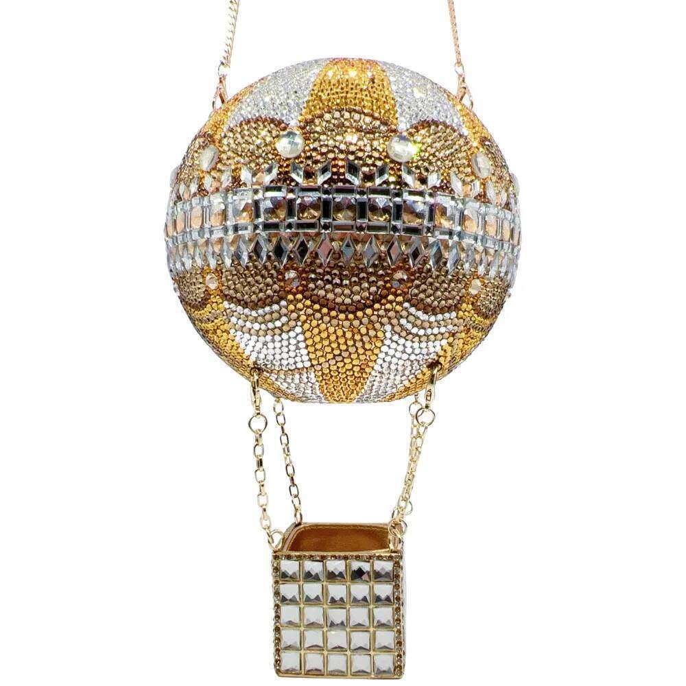 Designer Bags XIYUAN Hot-Air Balloon Evening Bags Women Branded Wedding Bridal Handbag Gold Rhinestone Clutches Crystal Party Purses Hot Selling