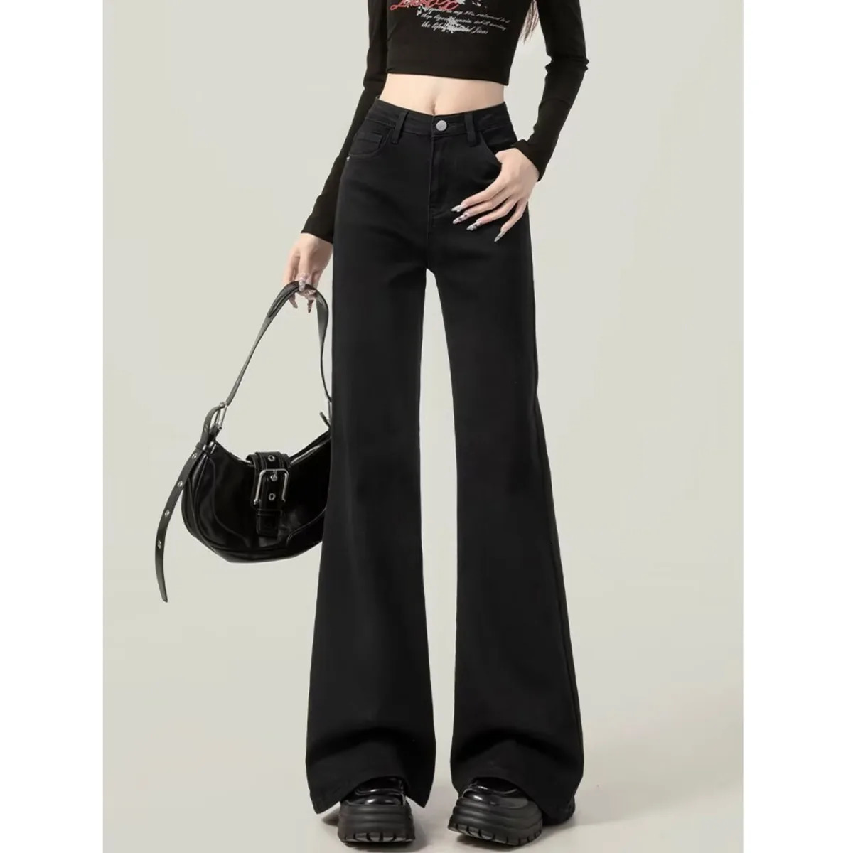 Weila Womens Jeans Latest Low Waist Slim Fit Horseshoe Horn Floor Pants 250403