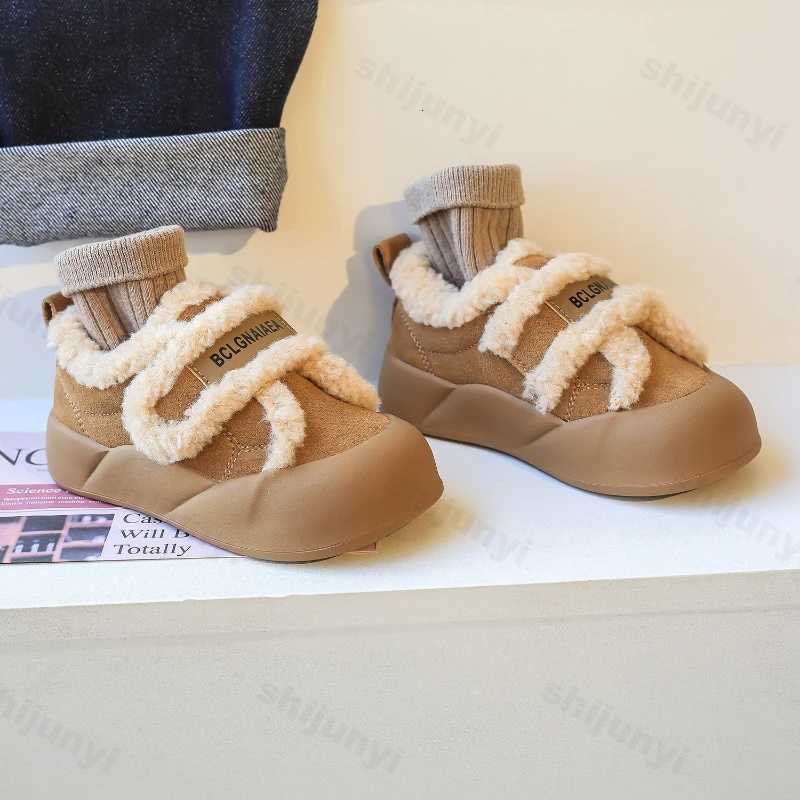 Children Cotton Shoes Winter Thicken Warm Girls Soft Sole Snow Boots Fashion Vintage Lightweight Comfortable Boys Casual ShoesT251105