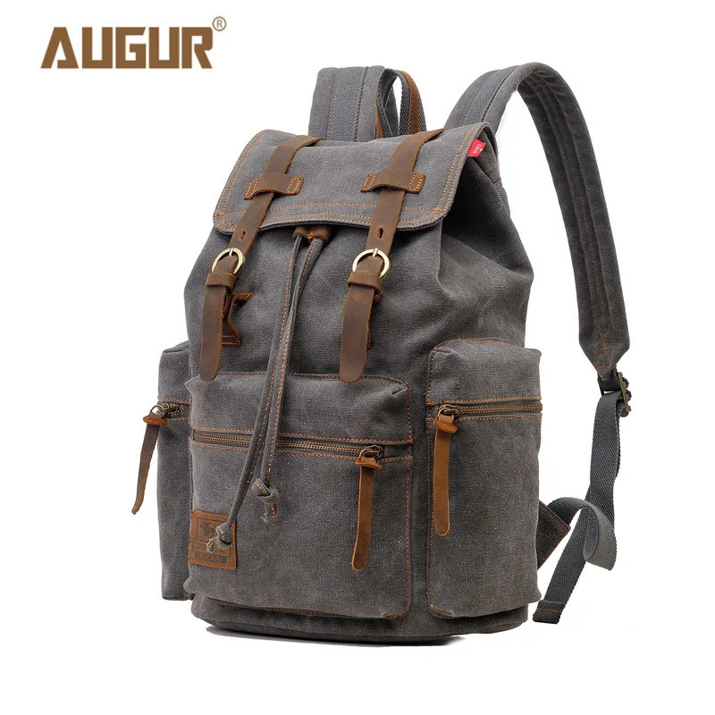 AUGUR 17 inch mens backpack vintage canvas backpack school bag mens travel bags large capacity travel laptop backpack bag 251104