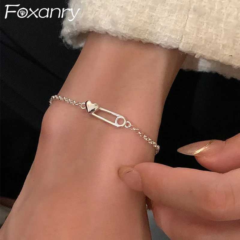 Foxanry Silver Color Love Heart Pin Bracelets For Women Girls Simple Creative Trendy Temperament Sweet Birthday Jewelry GiftsXJ251105