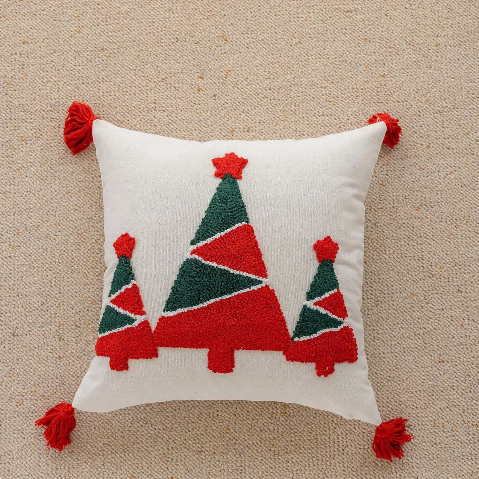 Christmas Embroidery Throw Pillowcase Cojines Canvas Headboard Pillowcases Holiday Decoration Home Sofa Cushion Covers 45x45cm Y251105