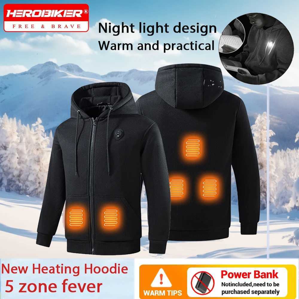 Intelligent Heated Sweatshirt 5 Areas Heated Hoodies Coat Electric Puffer Jacket Winter Warm Thermal Sweatshirt Anti-ColdW251105