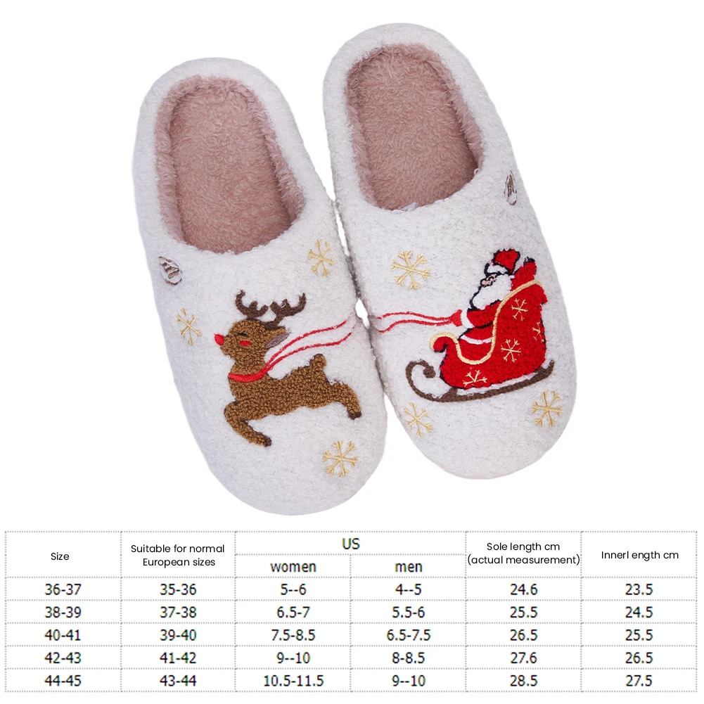 Winter Lovely Women Slippers Christmas Santa Claus Elk Plush Slippers Girls Fashion Indoor Slides Couples Soft Flat House Shoes 251031