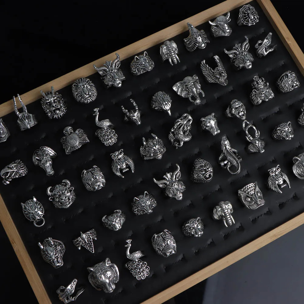 20PcsLot Vintage Punk Gothic Skull Rings for Women Men Retro Owl Skeleton Animal Hop Party Gift Finger Jewelry Mix Style 251031