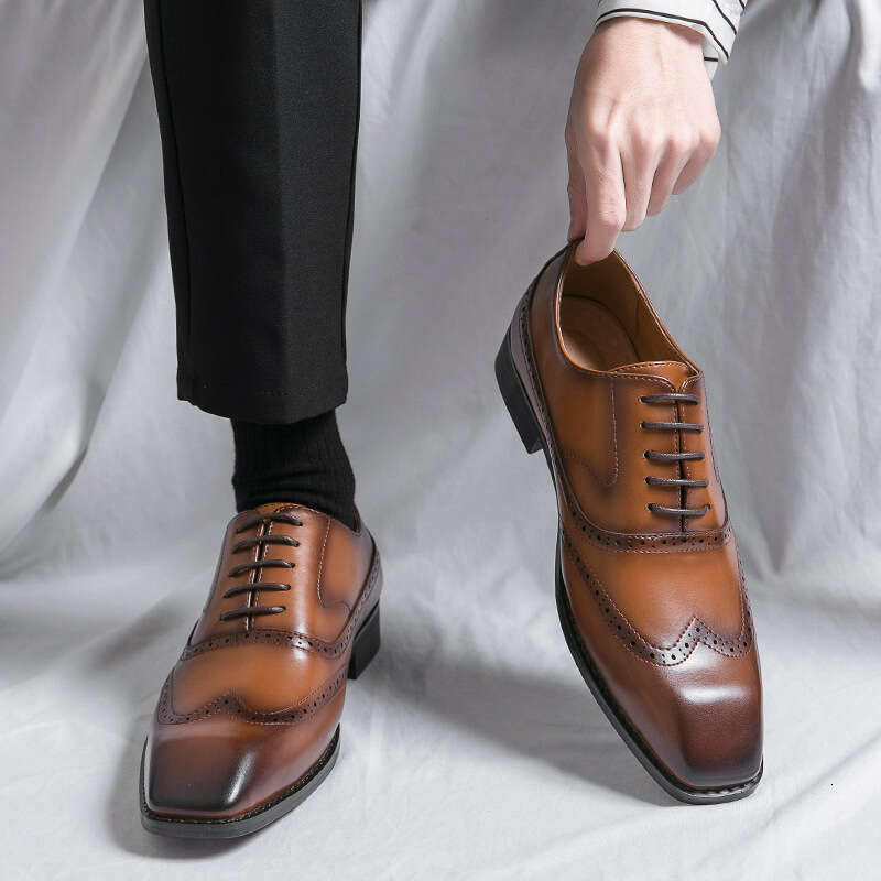 Large British style block men's shoes, sizes 38-46, 2023 Spring and Autumn Season new business casual leather shoes for men