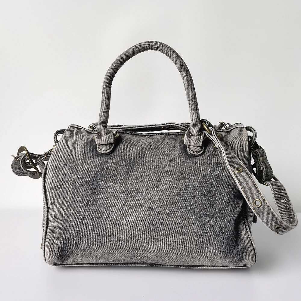 Motorcycle Retro Washed Denim Splicing Tassel Shoulder Handheld Crossbody Bag Vintage Youth Women's Bags Fashion Party 2025