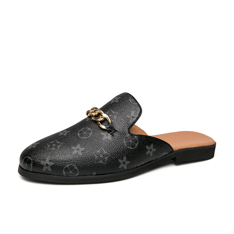 2025 Men's slippers: summer closed-toe heel-less casual sandals outdoor sandals pointed-toe leather shoes men's driving shoes 37-48