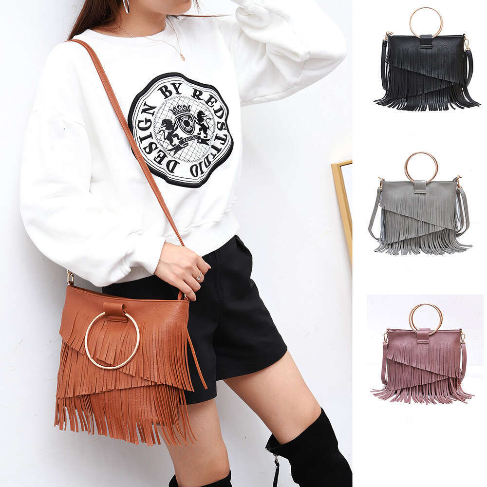 Women's Bag Shoulder Crossbody bags PU Leather Fashion New Irregular Tassel Trendy Music Festival Handbag