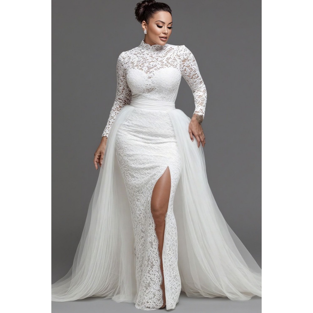 Exquisite Wedding Dresses For Women Mermaid Lace Appliques High Neck Bridal Dress Full Sleeves Vestidos De Novia Customized 2025 02