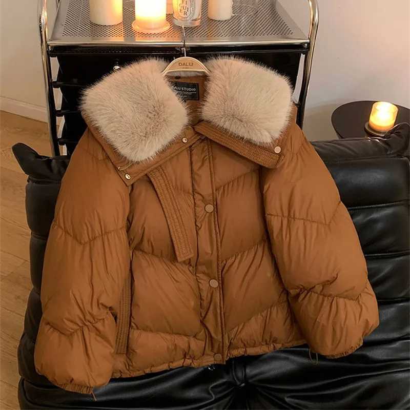 Fashion Fur Collar Down Cotton Jacket Short Parka Womens Cotton Coat New 2025 Winter Jacket Thick Warm Casual Cotton OvercoatT251105