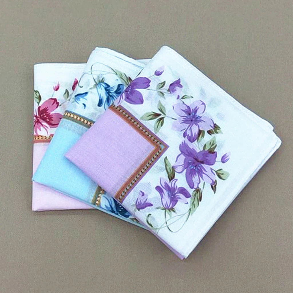 12Pcs Cotton Beautiful Handkerchiefs Women Pocket Hanky Party DIY Hankie Kerchiefs Towel 250403