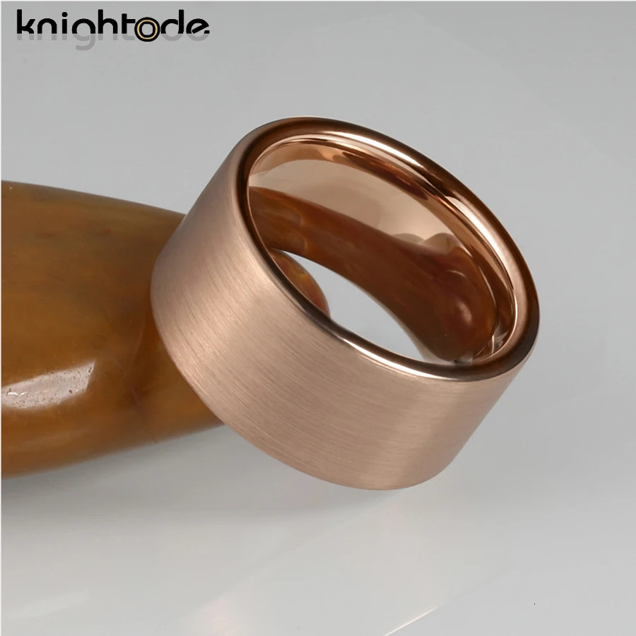 12mm Rose Color Tungsten Carbide Thumb Rings For Fashion Men Women Marry Party Jewelry Flat Band Brushed Finish Comfort Fit 251031