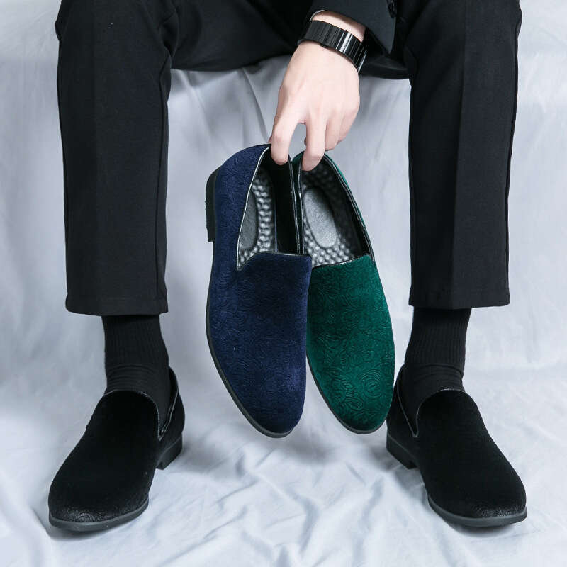 Large size personalized trendy night leisure 2024 Spring and Autumn men's patterned suede lazy people step on bean shoes