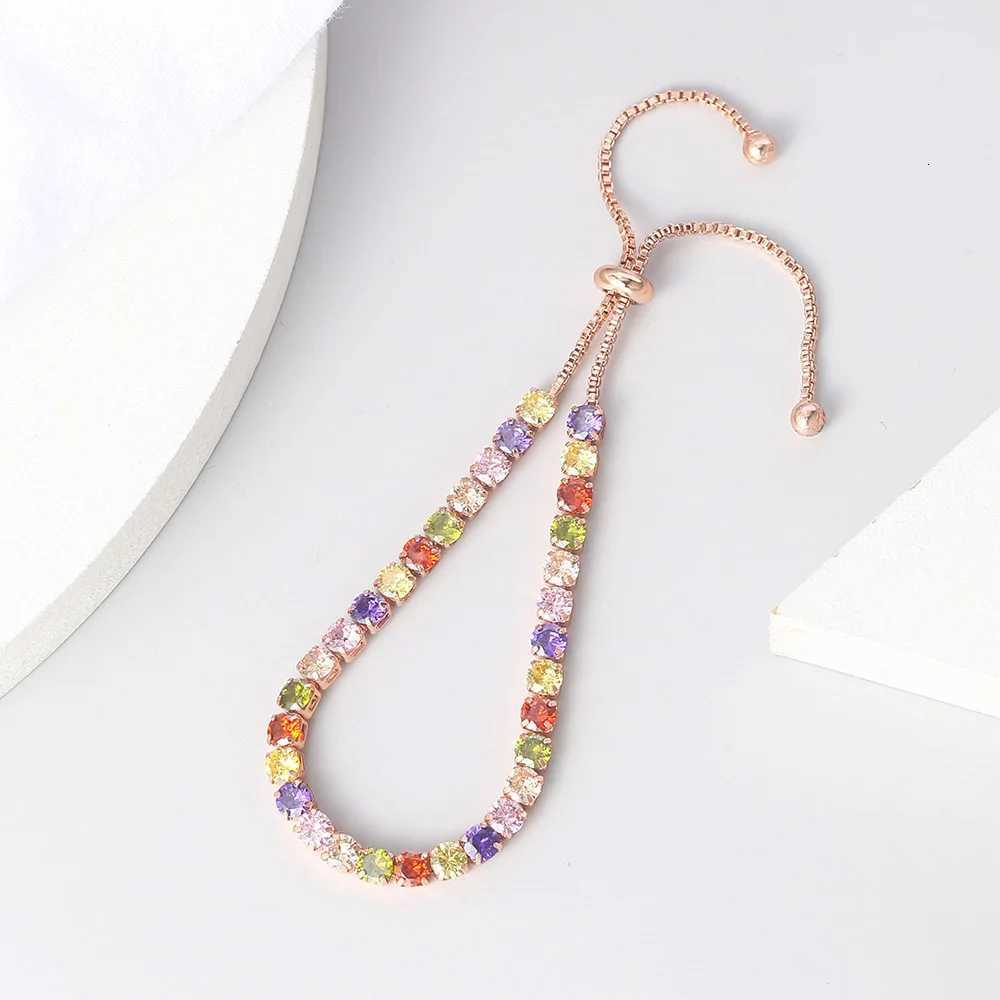 Colorful Crystal Tennis Bracelet for Women Adjustable Multicolor 4MM CZ Wedding Birthstone Hand Chain Jewelry Wholesale H133XJ251105