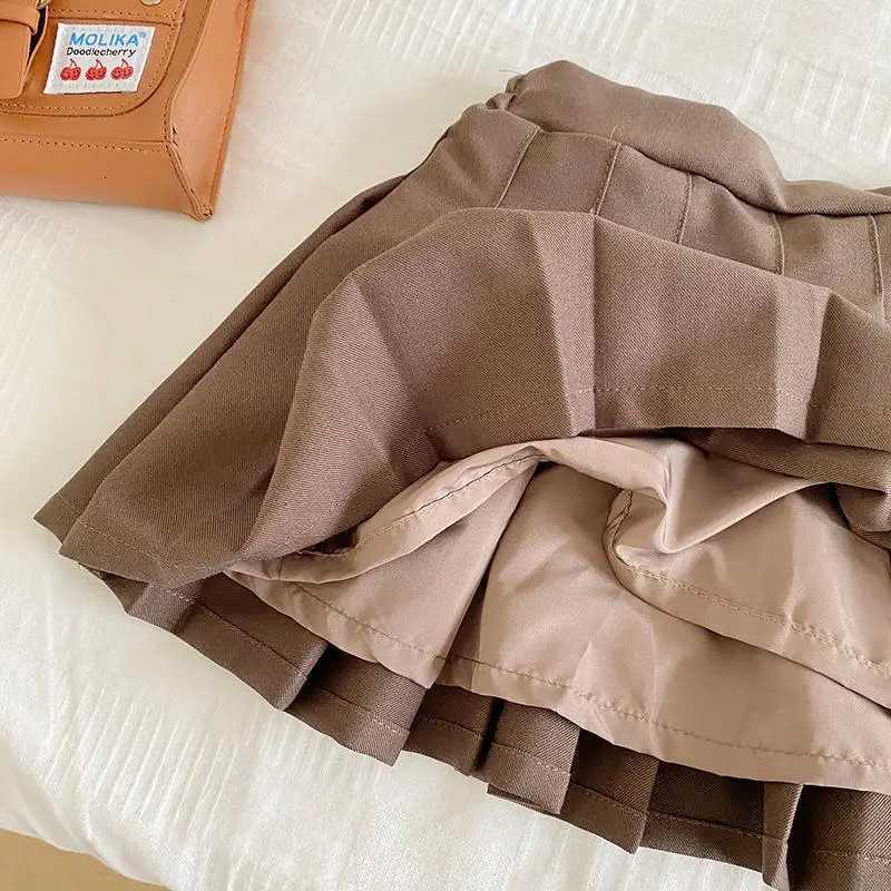 Girls Autumn Sweet Suits Set with Skirt Pleated Vest Shirt Boys Sweater Coat Kids College Outfit Baby Infants Clothing Y251105