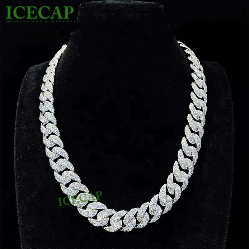 Diamond 16mm Iced Out Hiphop 925 Sterling Silver Cuban Link Chain Micro VVS Lab Grown Diamond for Men Necklace Jewelry