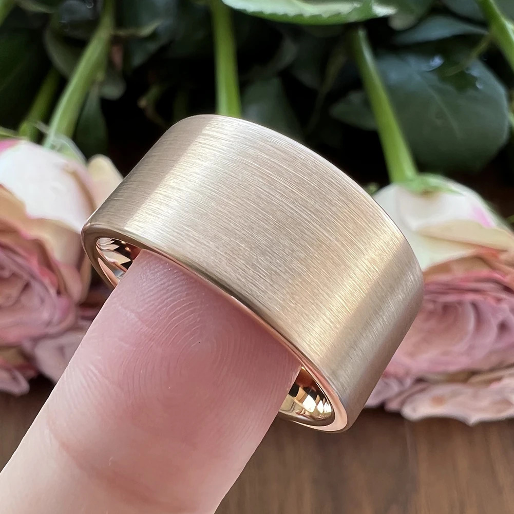 12mm Large Jewelry Mens Womens Large Black Classic Tungsten Carbide Ring Wedding Band Pipe Cut Brushed Finish Comfort Fit 251031