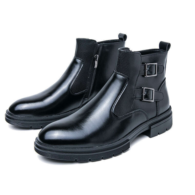 Men's oversized new casual leather shoes, fashionable men's British style Martin boots, trendy short boots