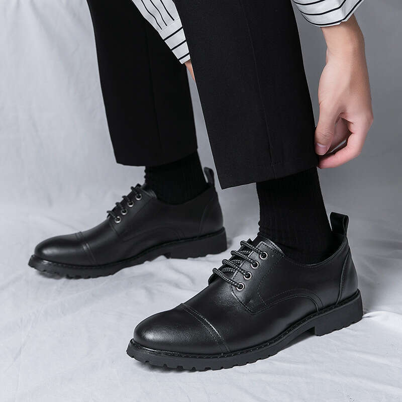 Large size 48 three joint shoes for dress, groom's wedding business casual leather shoes, men's style