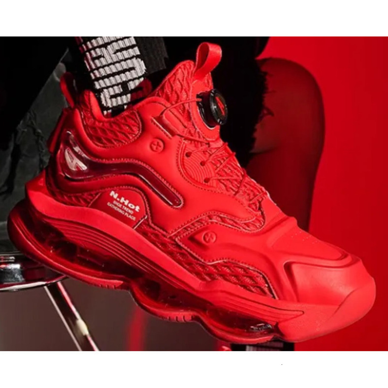 Autumn Winter Black Men's Sneakers Thick-Soled Cushion Shock Absorbing Comfortable For Running Office Commute Trendy