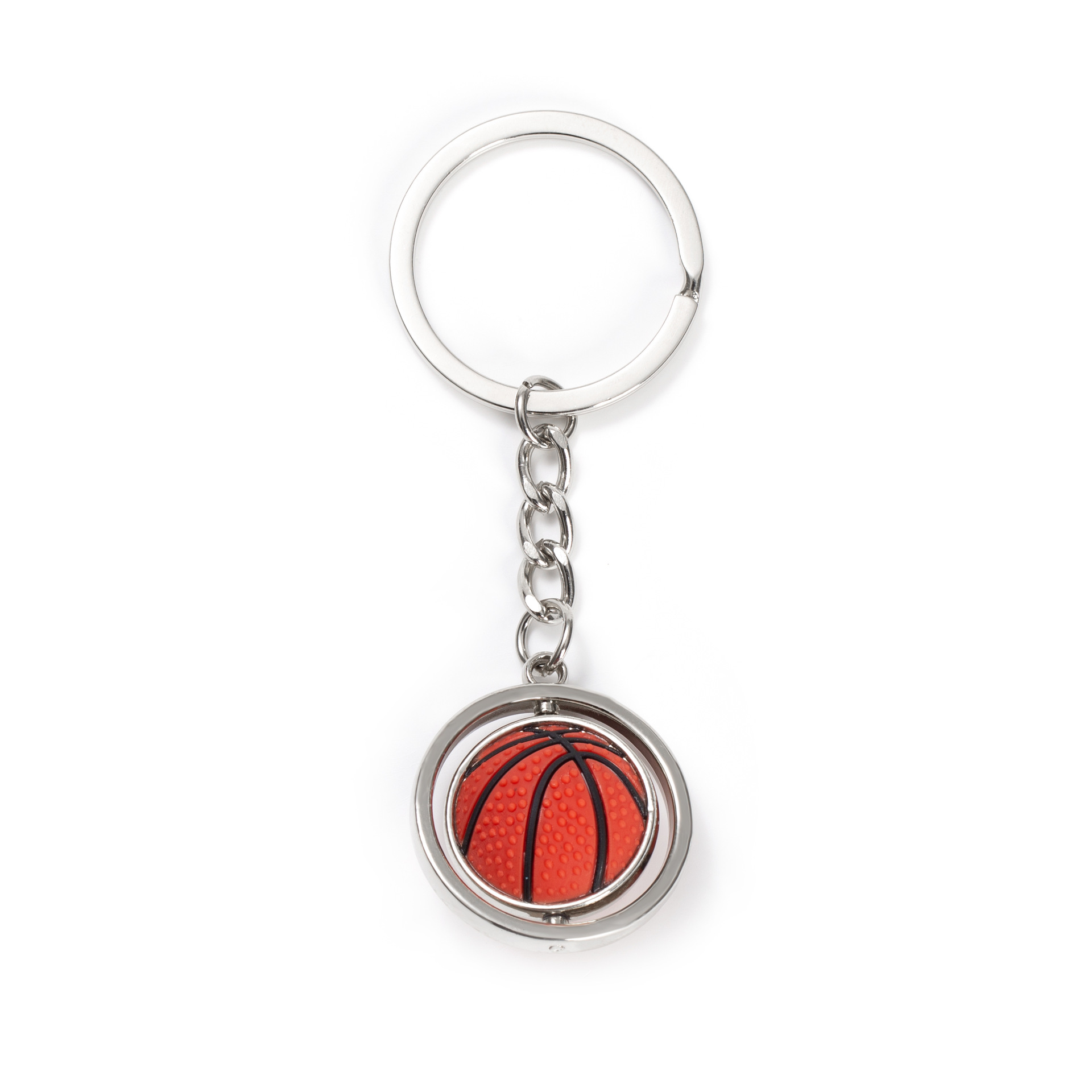 Rotating Small Basketball Football Golf Ball Rugby Baseball Keychain Metal Ball Keychain Gift Student Favorite