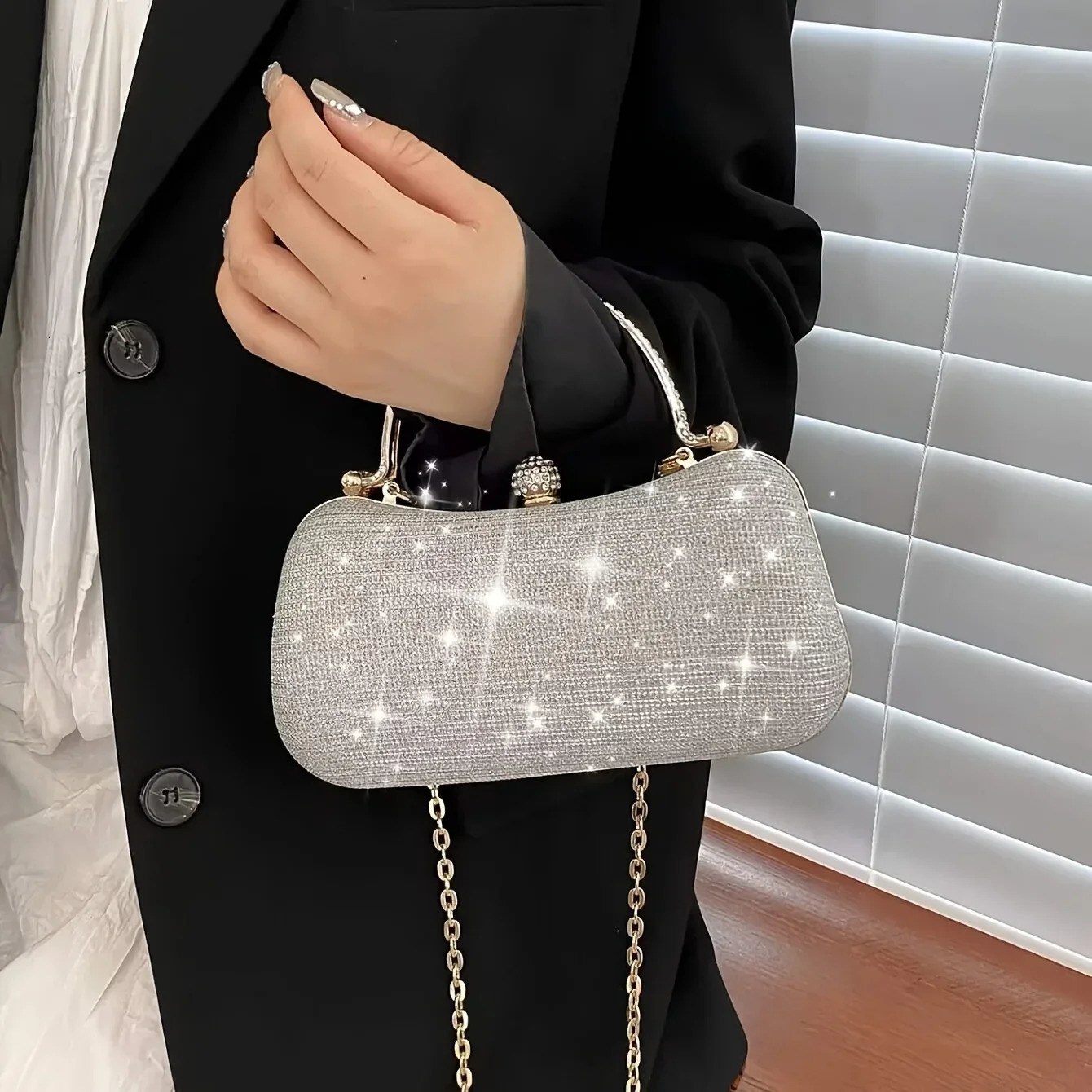 Sparkling mini night bag chain wallet ious sparkling banquet handbag perfect for parties weddings dances dinnersbanquets 250401