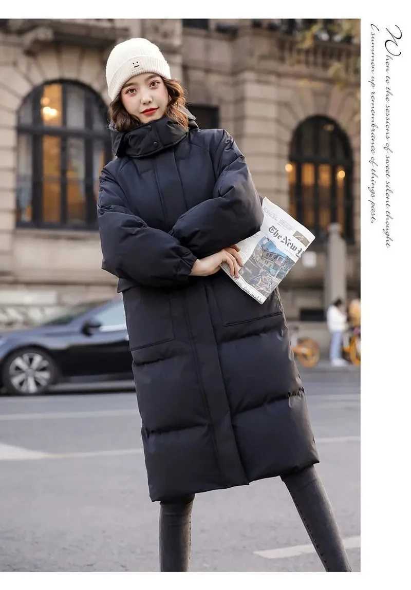 Down Cotton Jacket Womens Winter Clothing 2025 New Korean Loose Cotton-Padded Coat Casual Long Overcoat Thick Warm Hooded ParkaT251105