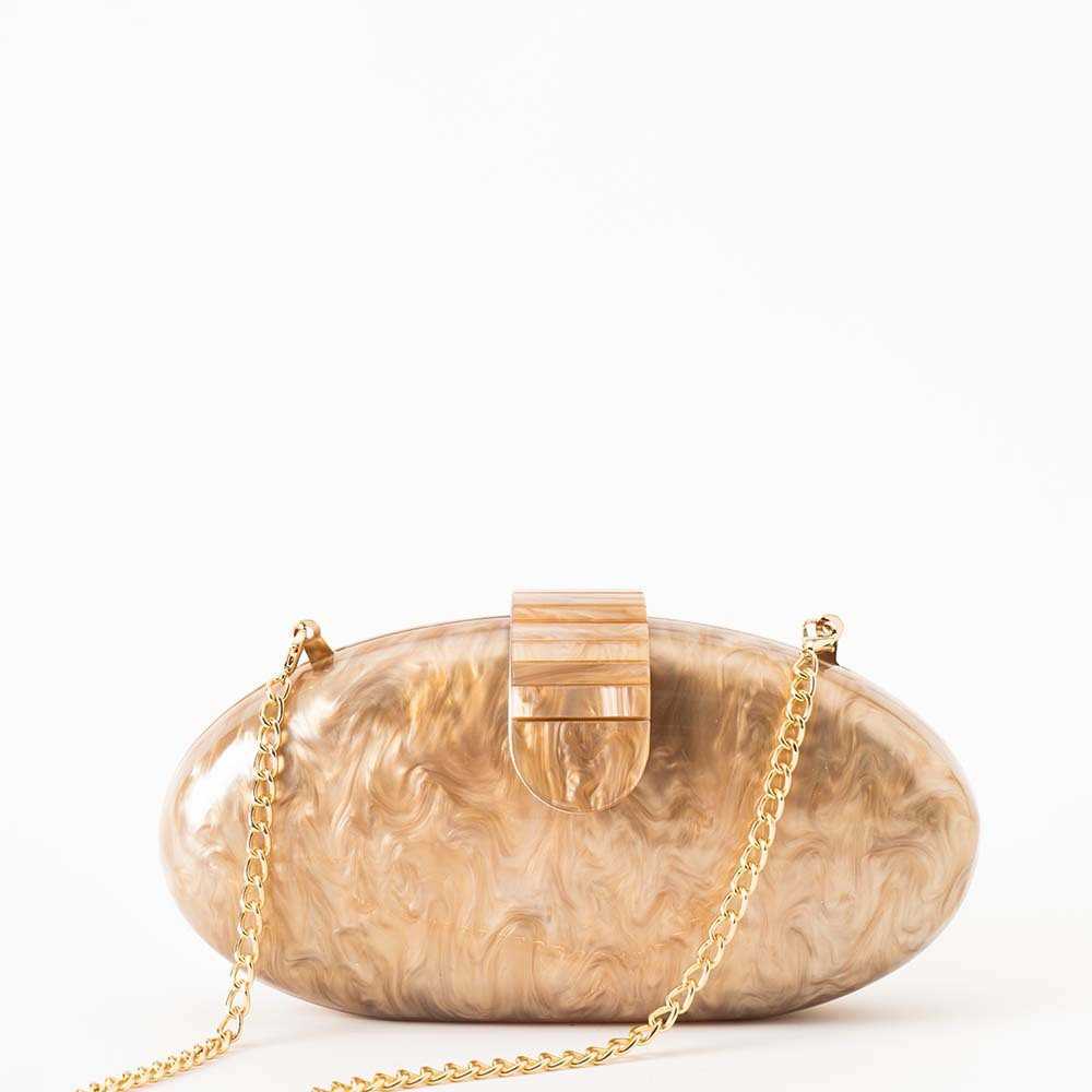 Apricot pearl coffee oval acrylic head fashion messenger one shoulder acrylic Dinner Bag