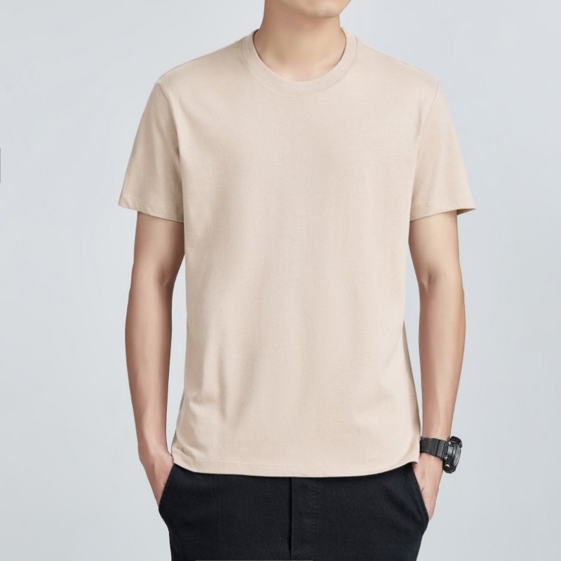 Men's T-Shirts Men's Plain White Crew Neck T-Shirt, Short Sleeve Cotton Basic Tee, Comfortable Casual Top for Daily & Summer Wear