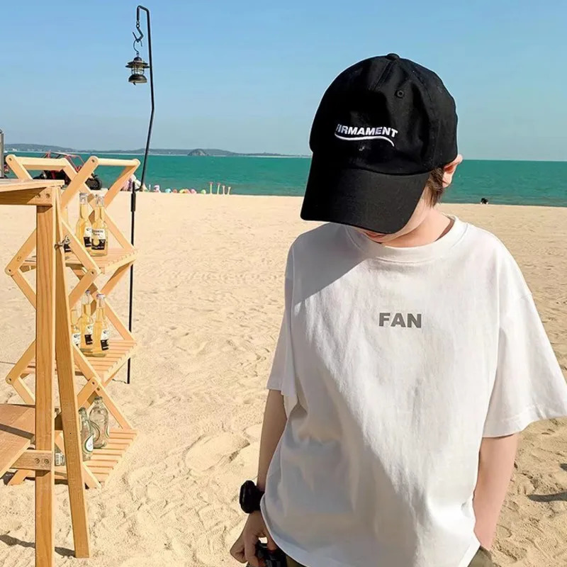 Boys and girls short sleeved bottom shirts for spring summer middleaged elderly childrens Tshirts clothing 250325z