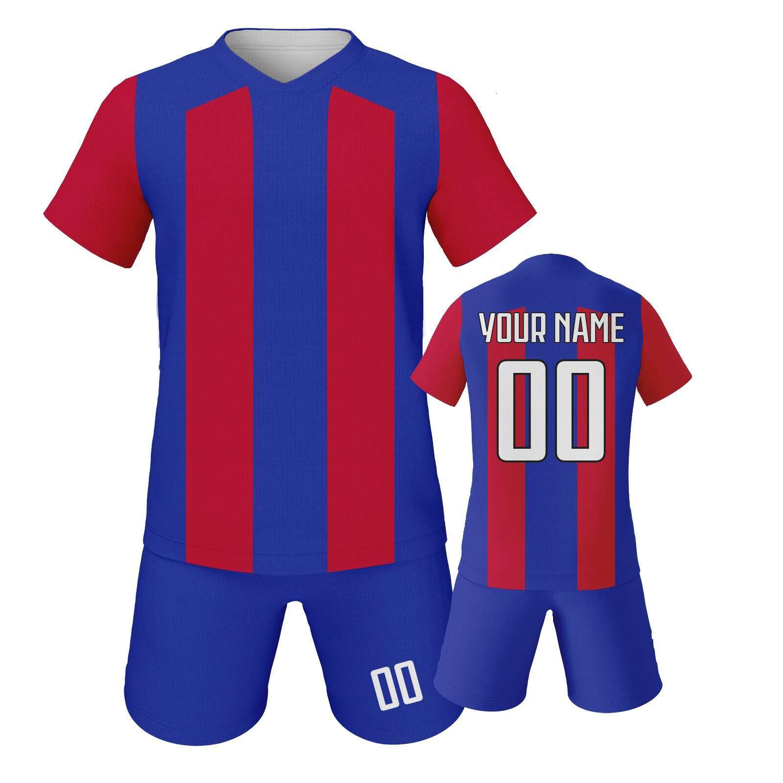 Personalized Kids Jersey Set Custom Name Number Kit Boys Girls Youth Team Soccer Uniform Blue Red Football Shirt