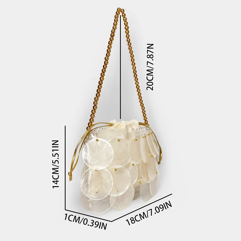 Shell Bag Natural Beimu sequins Hand woven Bead Bag Shoulder Bag 251104
