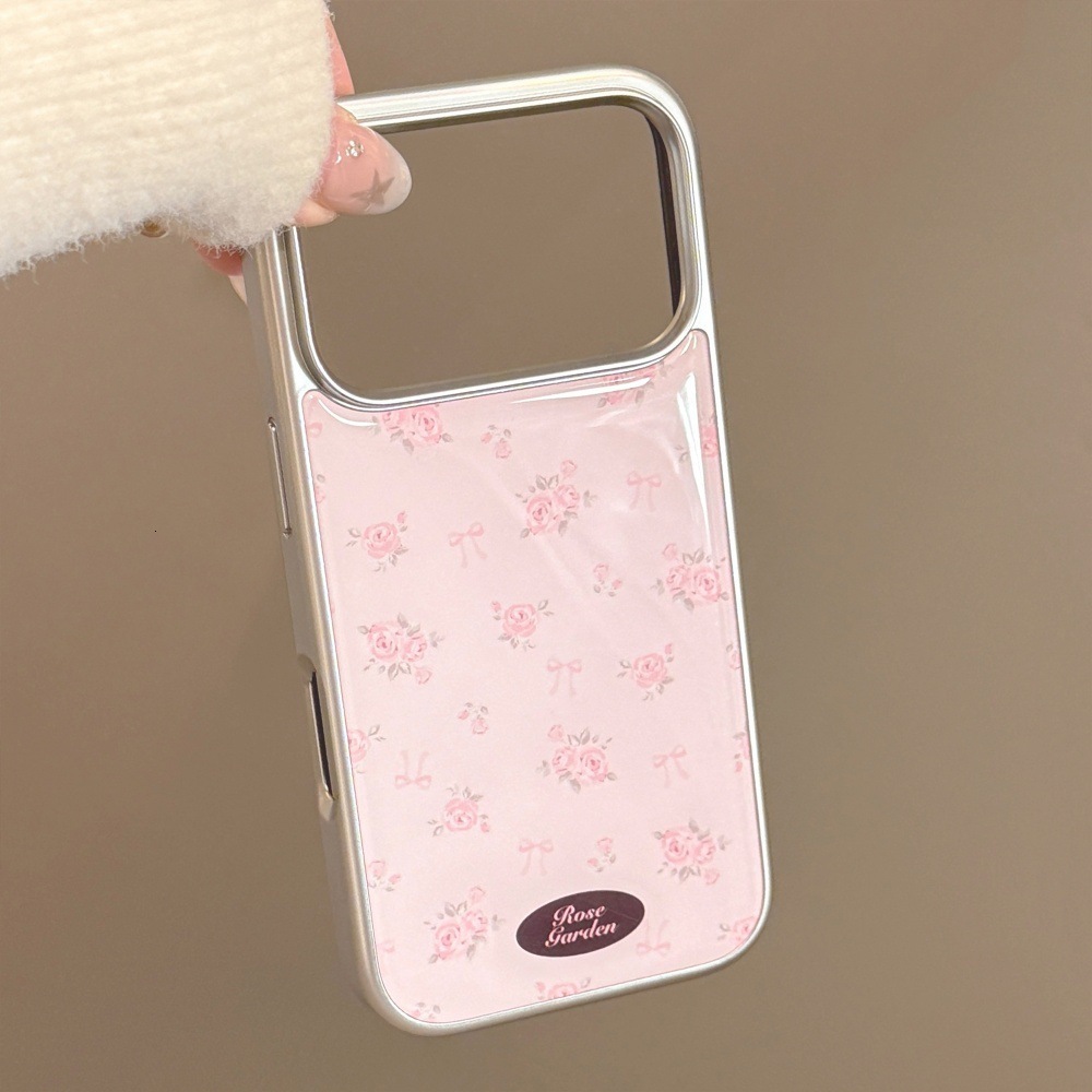 Girly Pink Flower Electroplated Phone Case Suitable for iPhone 17/16 Pro Personalized All-inclusive iPhone 15/14 Anti-fall