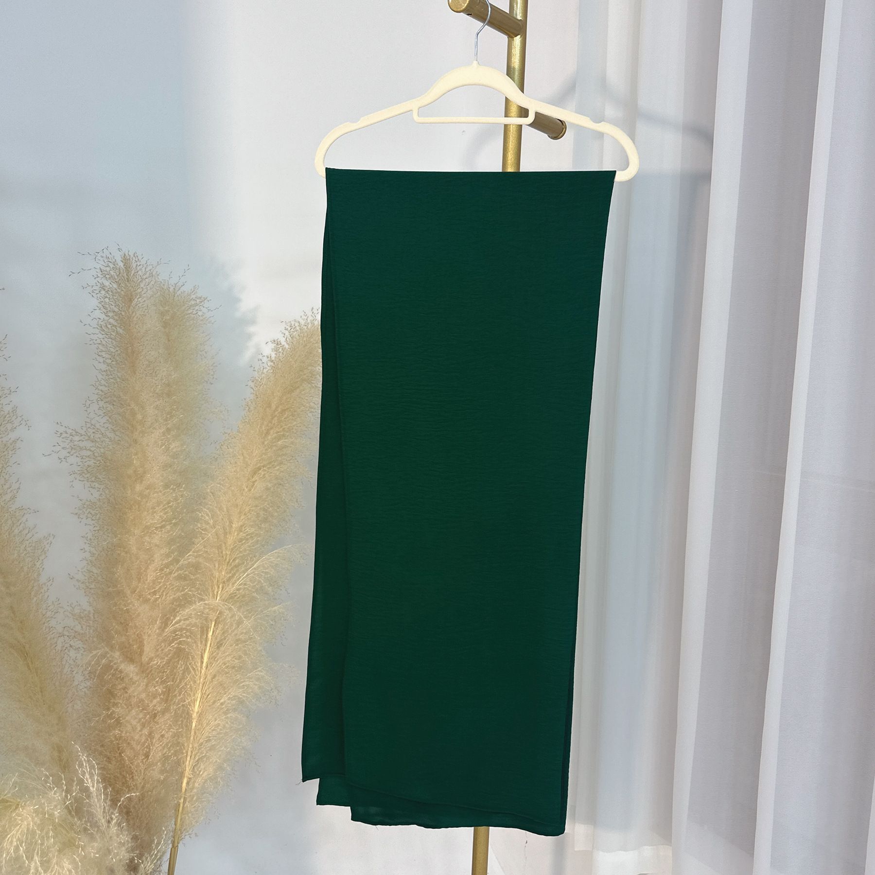 Solid Rectangular With Ice Silk And Large Wrinkles, Solid Color Headscarf Abaya Maxi Dresses Islamic Clothing