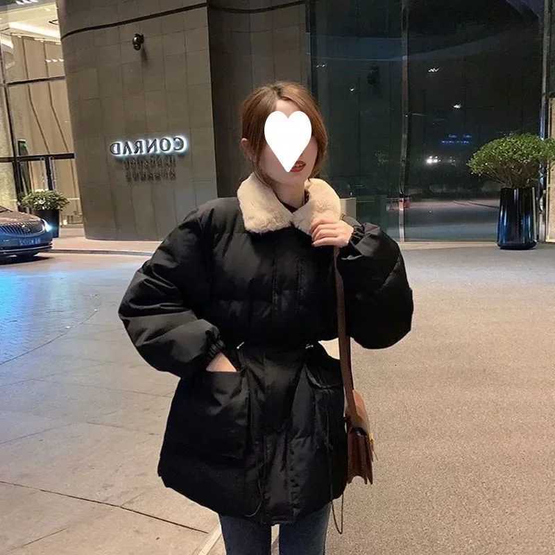 Korean Fashion Women Winter Parkas Fur Collar Thick Warm Snow Wear Padded Parka Ladies Street Loose Long Down Cotton CoatsT251105