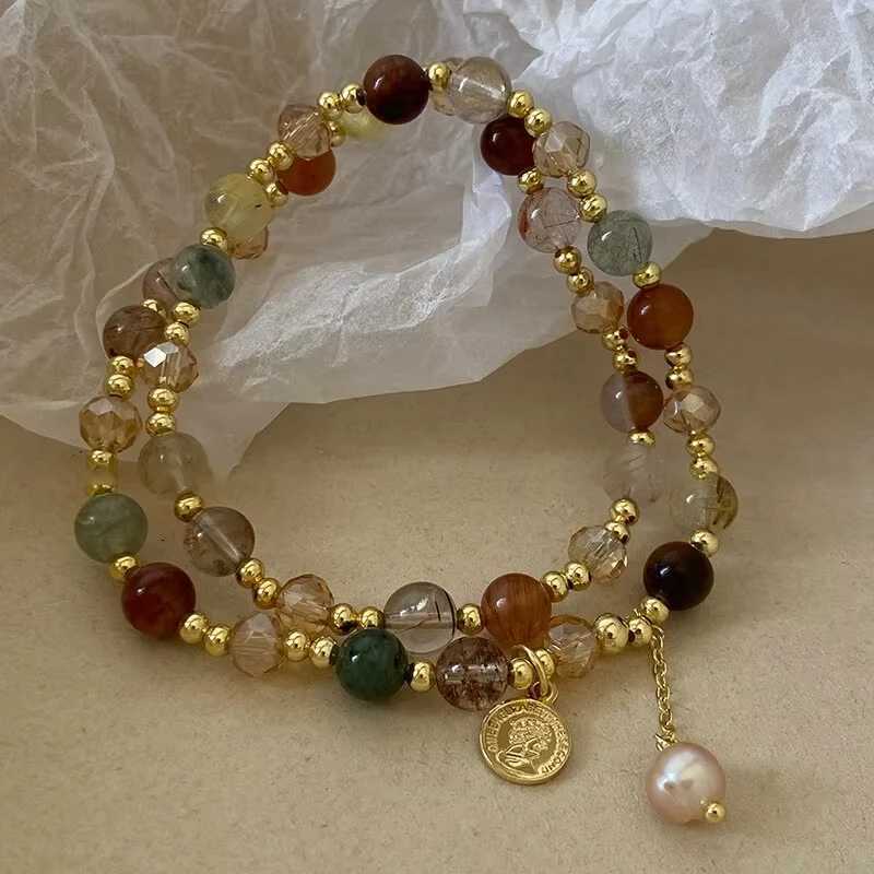 FTCY Vintage Double Layered Natural Stone for Women Crystal Pearl Bangle Healing Yoga Jewelry Gifts C251105