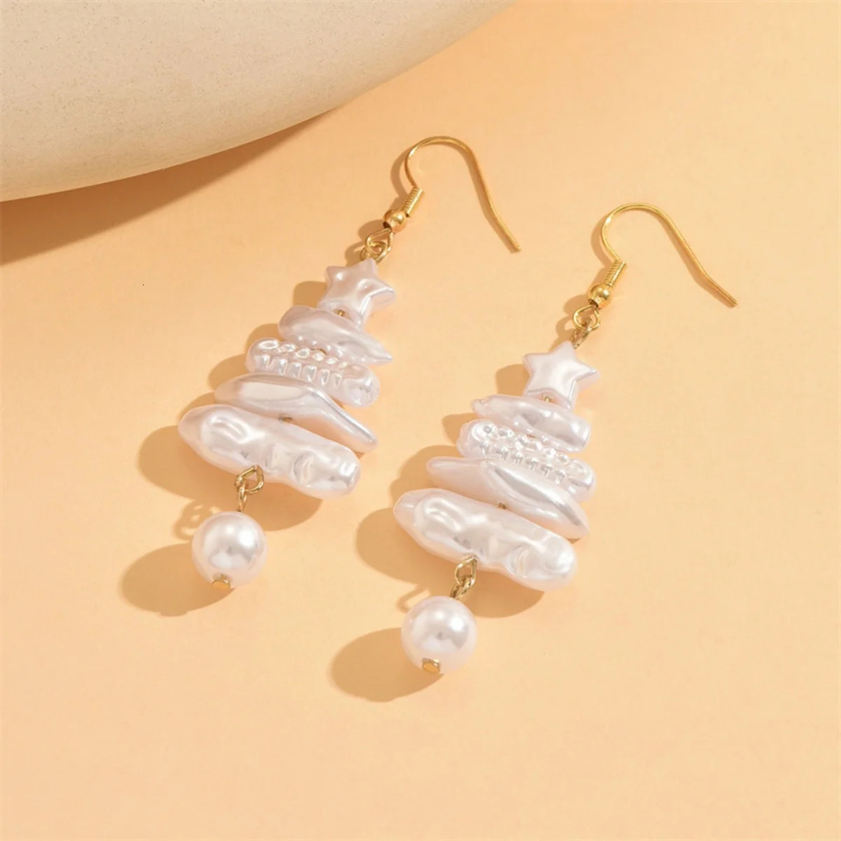 Holiday Xmas Tree Drop Earrings Baroque Irregular Pearl Stacked Star Earring Christmas Jewelry Gift For Women Men 251104