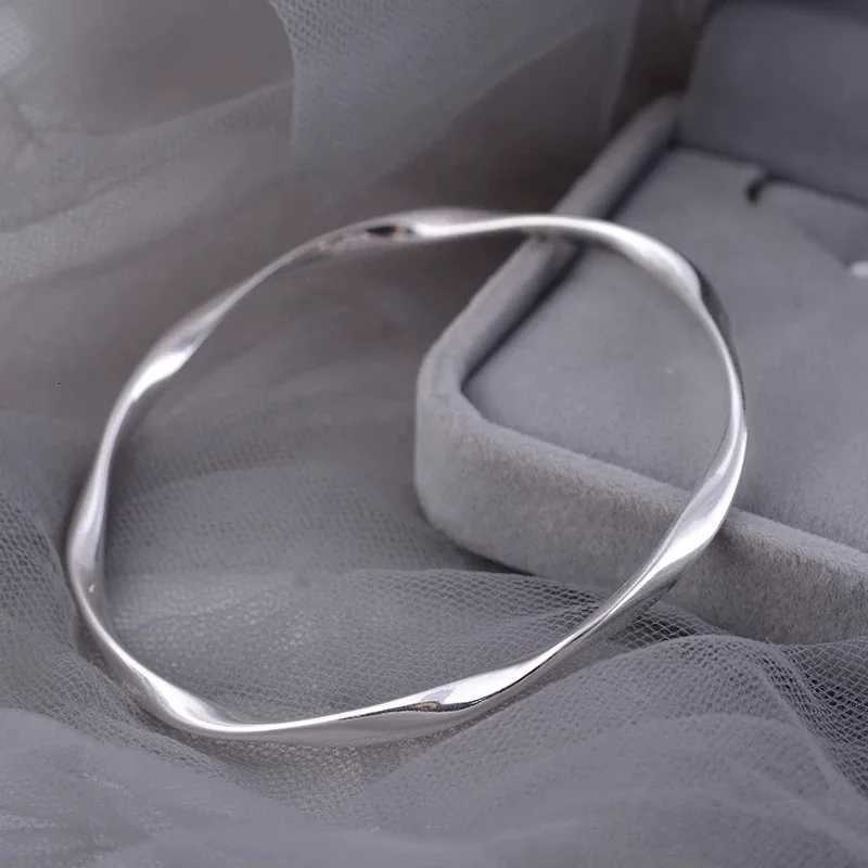 100 Solid 925 Sterling Silver Bracelet for Women Men Vintage Handmade Simple Wave Line Bracelet Birthday Gift S-B451XJ251105