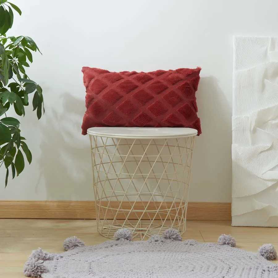 Solid Color Diamond Plush Burgundy Cushion Cover Soft Pillow Covers 45x45cm for Living Room Sofa Home Decorative Pillowcase Y251105