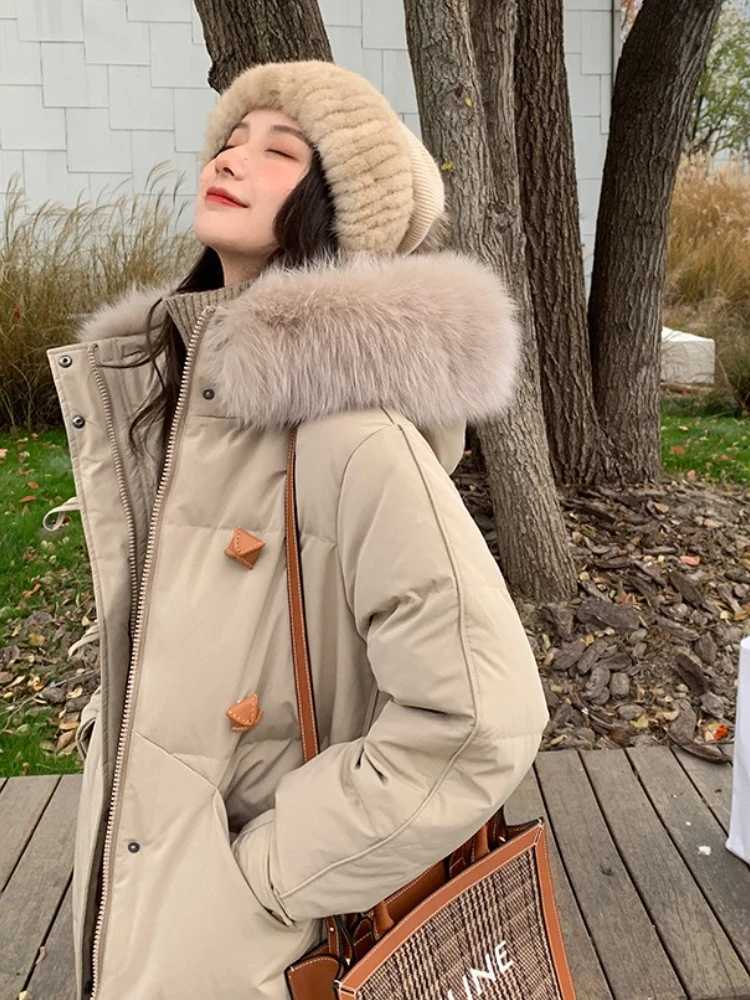 Fashion Casual Down Cotton Jacket New Autumn Winter 2025 Korean Version Large Fur Collar Hooded Warm Thick Padded ParkasT251105