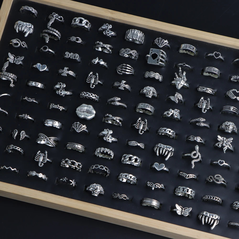 203050PcsLot Fashion Vintage Punk Gothic Rings for Women Men Retro Animal Hop Hip Party Gifts Finger Jewelry Mix Style 251031