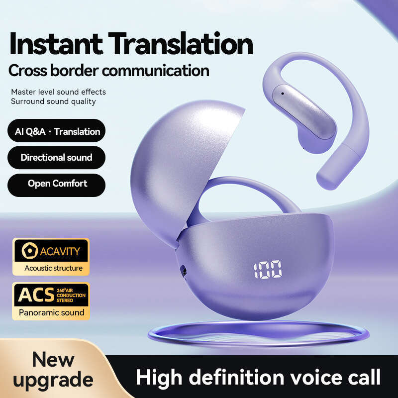 Famous Brand AI Smart Translator M Long Battery Life Power Display Semi In Ear Over Bluetooth Earphones